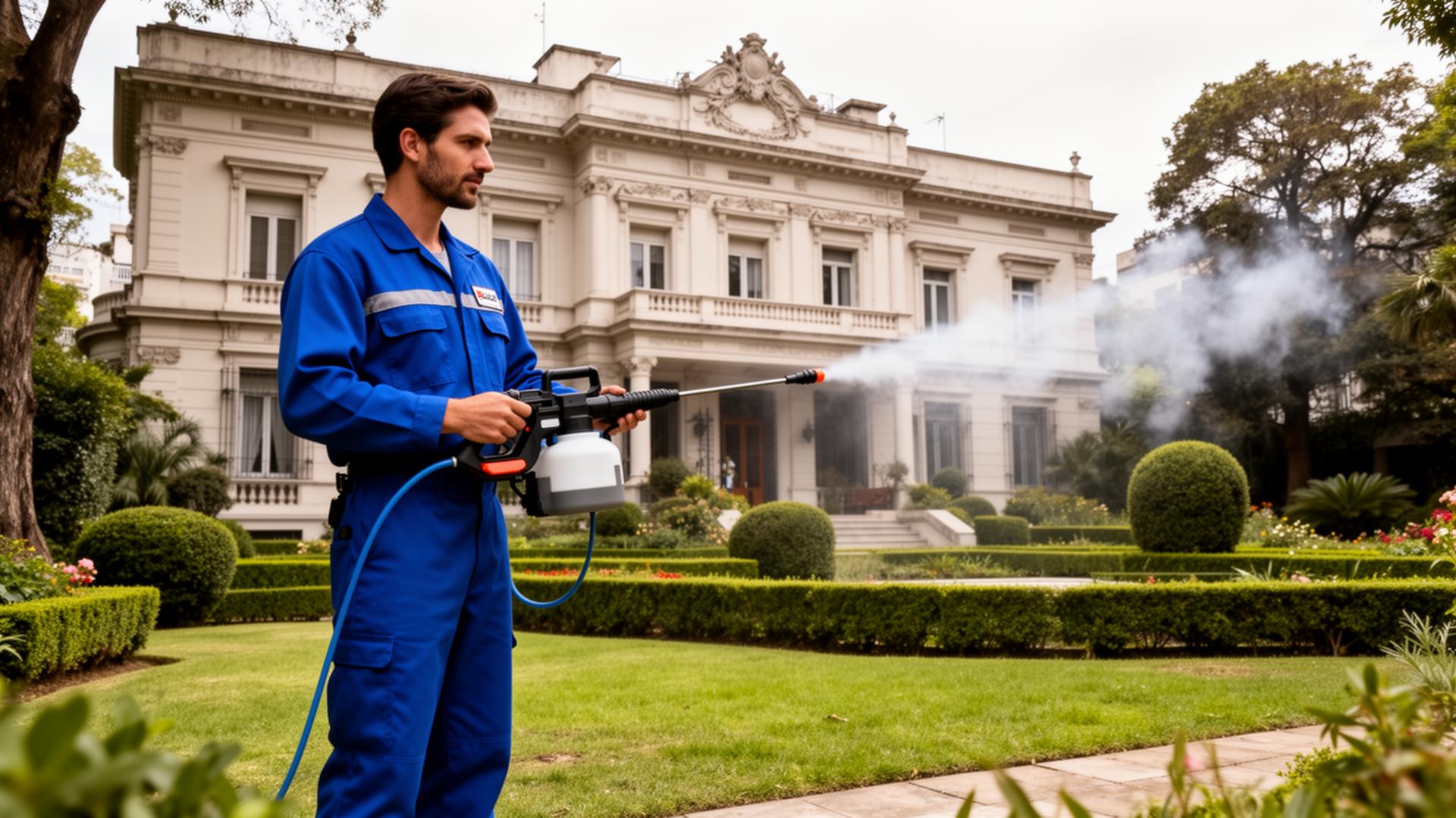 Profesional de A&M realizando control de plagas en una residencia de San Isidro
